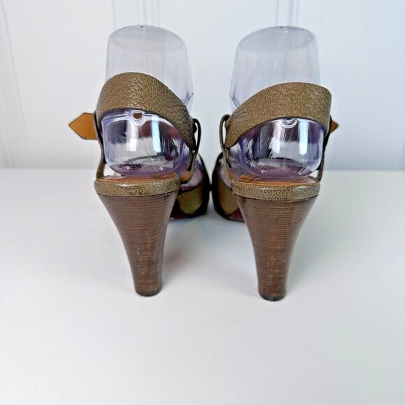 Chie Mihara Xeroco Brown Leather Sandals Heels Womens Size 7.5 US/38 EU - Picture 4 of 11